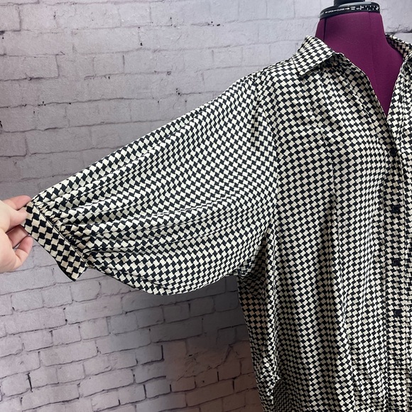 Sweet Lemon size small houndstooth check black and cream shirt dress - Picture 4 of 6